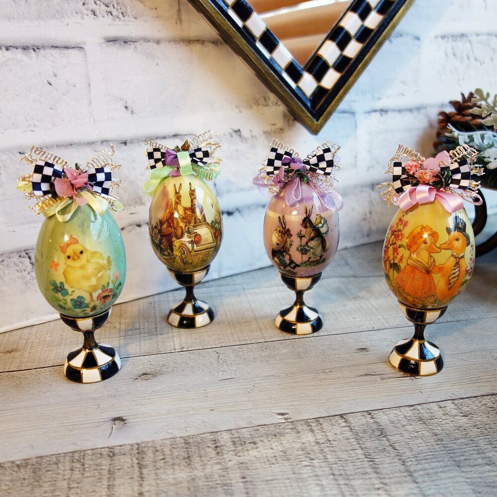 Vintage Checked Easter Egg Collection Checked Ukraine Egg Stands Checked Whimsy